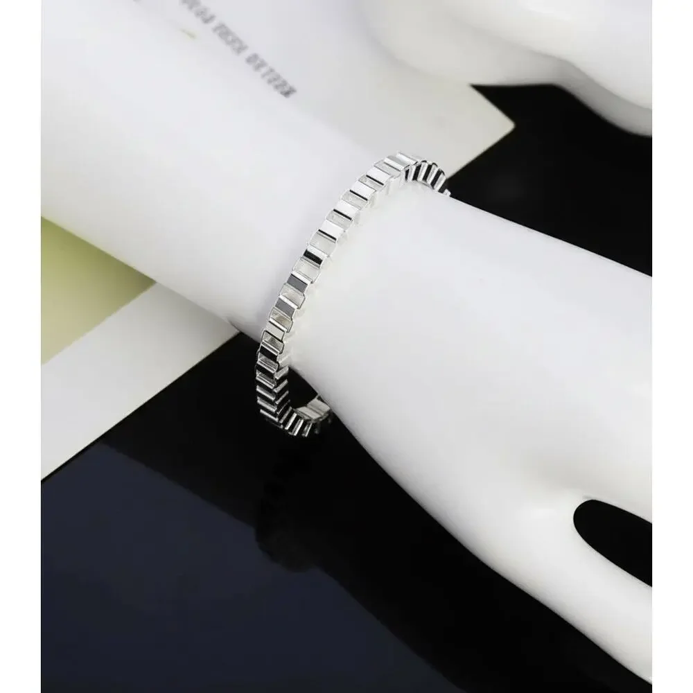925 Stamped Silver 20CM Bracelet for man woman classic 4MM box chain - Picture 4 of 4